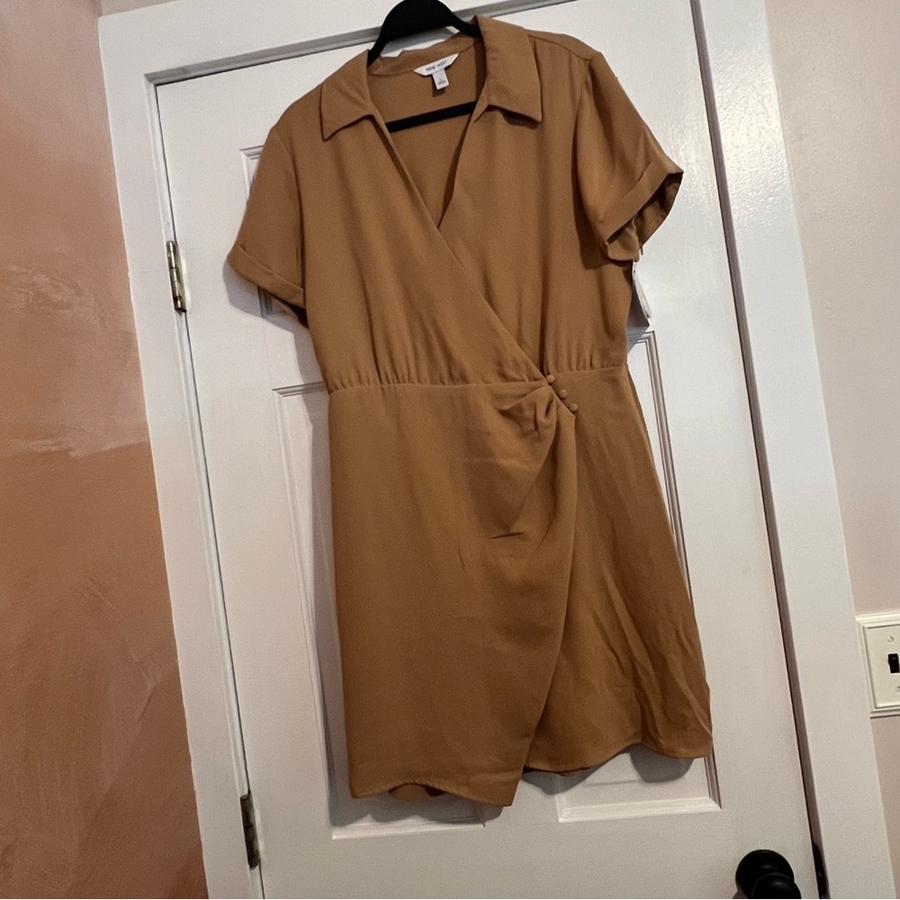 #128 NINE WEST SURPLICE SHIRT WRAP DRESS LARGE